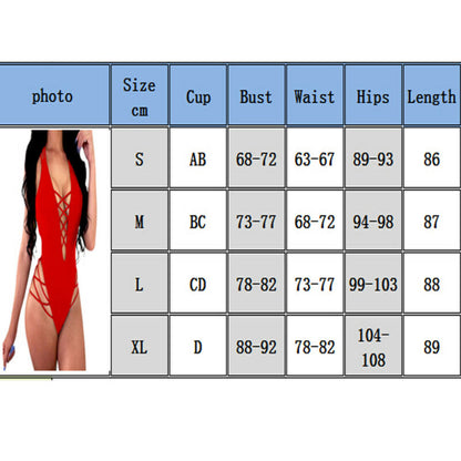 One-Piece Swimsuit V neck Bandage Cross Bikini Push-up Padded Bra Bathing Suit Solid Swimwear