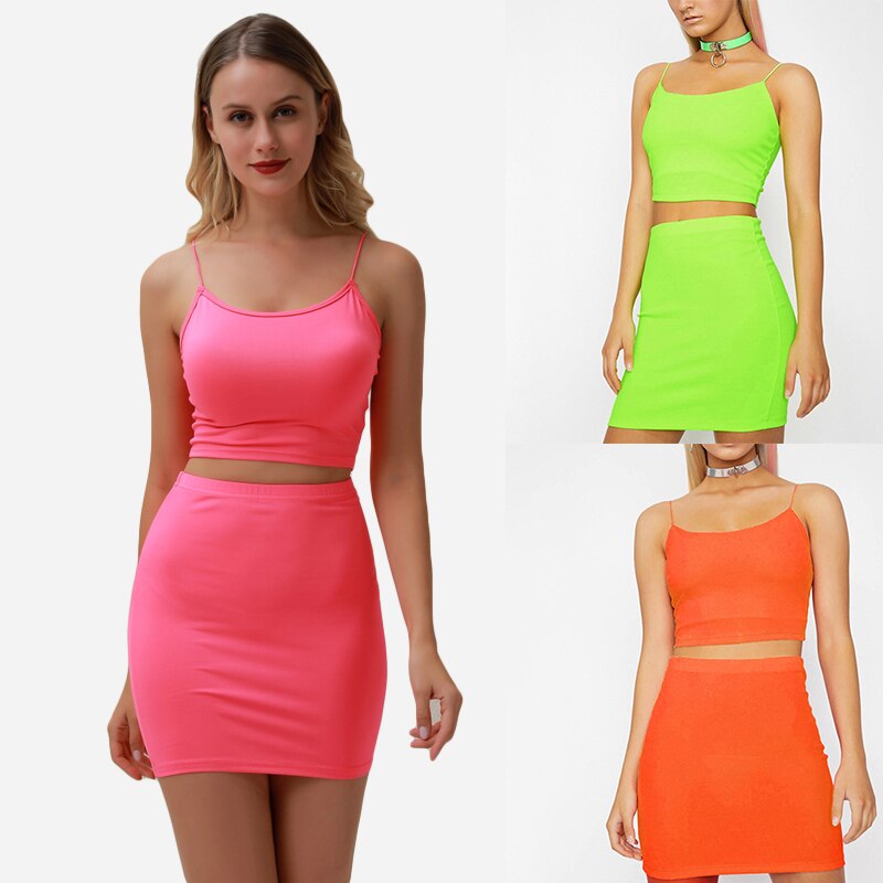 Sexy Off Shoulder Two Piece Set Sling Skirt Two Piece Set Women Solid Color Sleeveless Top And Slim Skirt Summer Sets