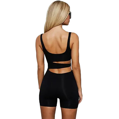 Sexy Black Hollow Out Body Rompers Backless