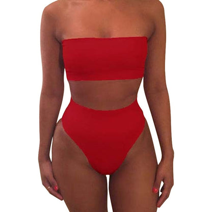 Solid Bikini Brazillian Swimsuit Women Bikini Set Sexy Off Shoulder Swimwear Female Swimming