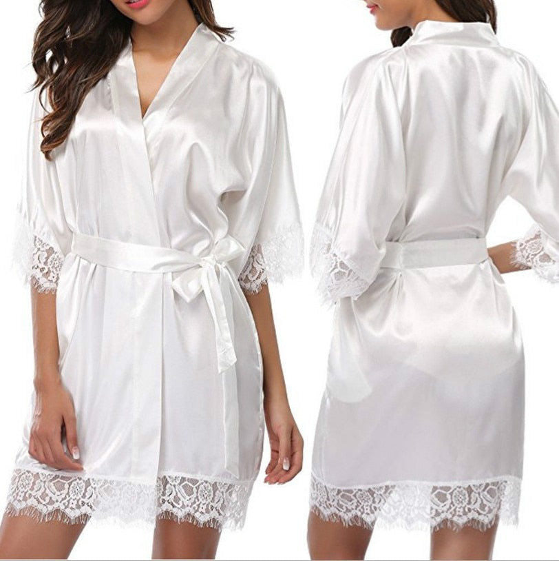 Sexy Lace Nightwear Erotic Lingerie Sleepwear Women Summer See Through Sleep Dress Solid Lace Pajamas Bath Robe Dress Nightgown