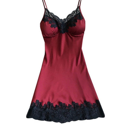 1set Women Evening Nightgown Nightie Sleepwear Lingerie Red Sexy Long Dressing Night Gown Dress