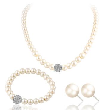 Imitation Pearl Jewelry Set Simulated Pearl Double Layer Women Earrings Necklace Bracelet Sets for Wedding N271