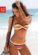 Backless stripe Bikini Set Bandage Push Up Swimwear Women Halter Swimsuit Brazilian Bathing Suits