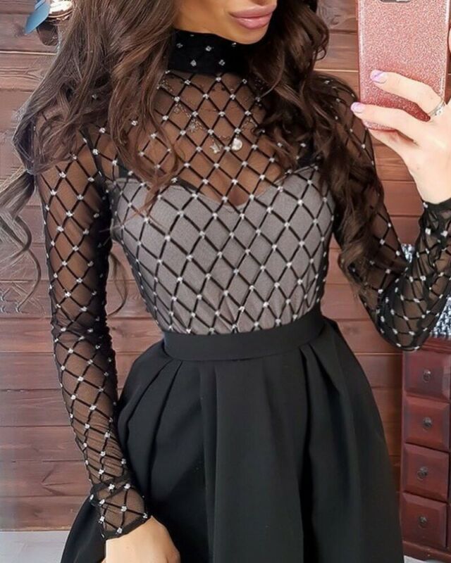 2019 Fashion Trend Women Bandage Sheer Bodycon Long Sleeve Dress Lady Girls Party Cocktail Club Midi Dress
