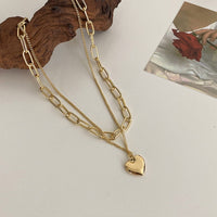 Gold color necklace hip-hop sweater chain love pendant sweater chain long multi-layer necklaces for women