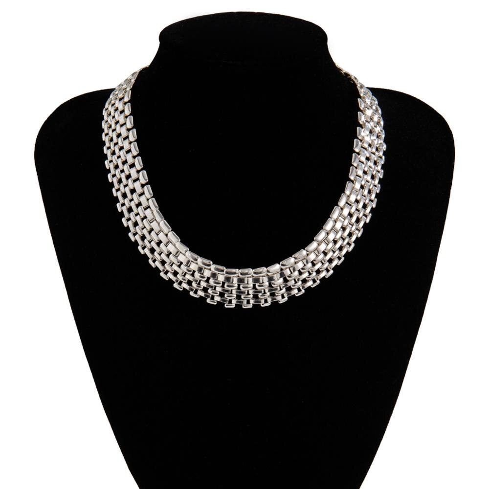 Thick Chain Necklace Women High Quality Big Iron Metal Silver Color Necklace