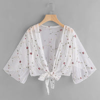 Long Sleeve Beach Cover Up Bathing Suit Swimsuit Floral Tops Cardigan Thin Coat Casual Party Outwear Blouse Cover Up