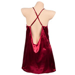 Silk Satin sling dress mini dress Night Gown Sleeveless Nightdress Lace V-neck Nighties Sleepwear