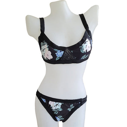 Vintage print euro-american split-breasted poly swimsuit