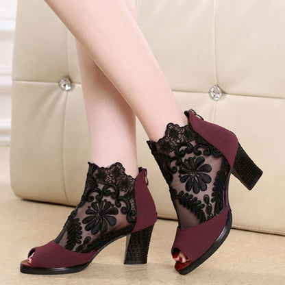 Mesh Peep Toe sandals sexy High heels 7 cm