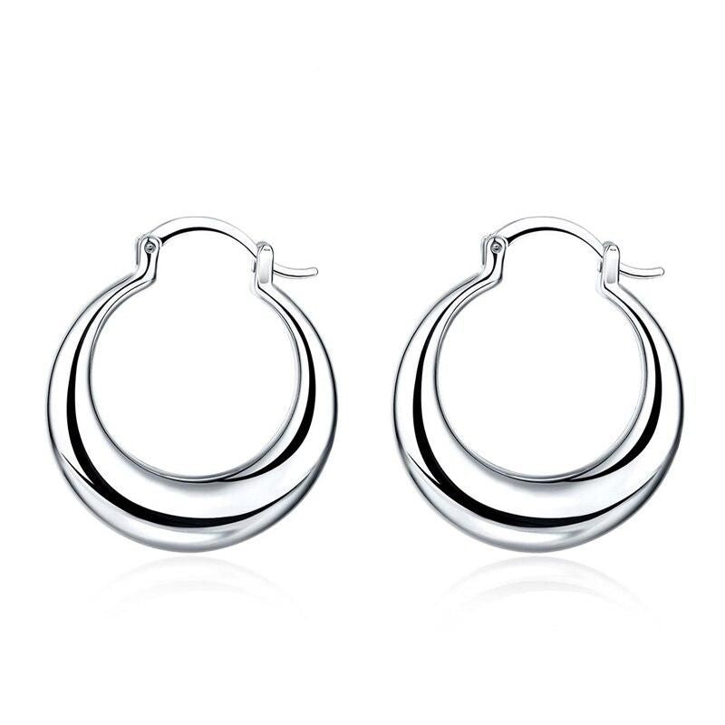 925 Silver Fashion Moon Hoop Earring For Women