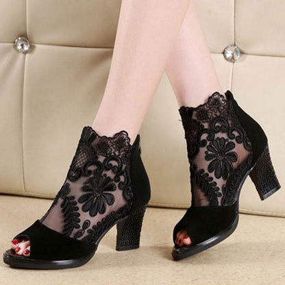 Mesh Peep Toe sandals sexy High heels 7 cm