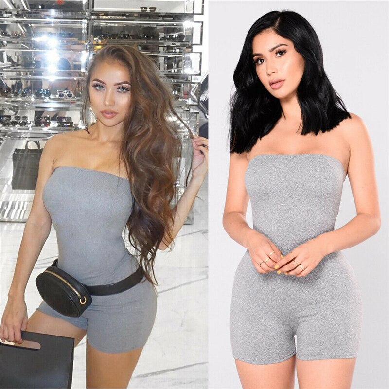 Solid Off Shoulder Bodycon Body Suit One Piece Overalls For Women