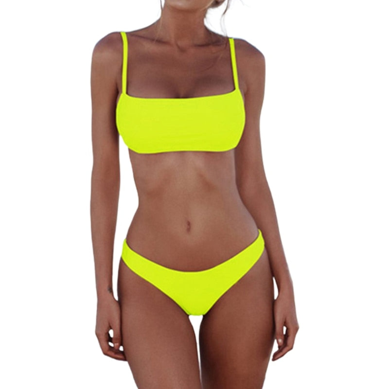 Sexy Push Up Unpadded Brazilian Bikini Set Women Vintage Swimwear Swimsuit Beach Suit