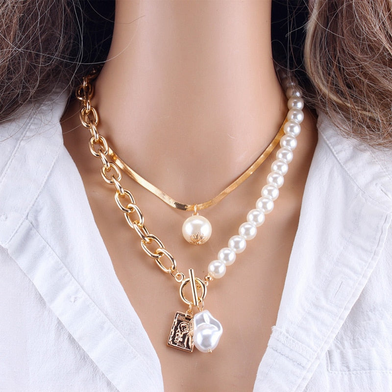 Fashion Chain Pearl Necklace For Women