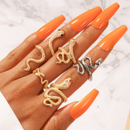 Boho Finger Jewelry Crown Geometric Rhinestone Leaf Women Ring Sets Hollow Stacking Finger Rings Vintage Silver Color