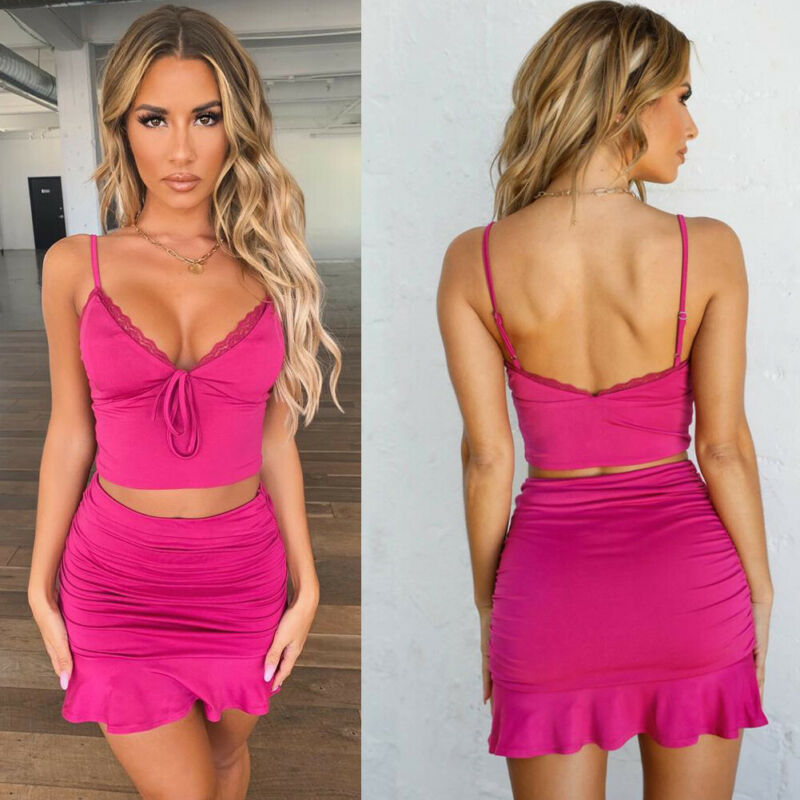 Two-Piece Crop Top and Skirt Set - Chic and Stylish Women's Outfit