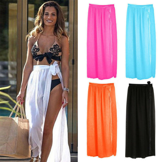 Sheer Beach Mini Wrap Skirt Sarong Pareo Shorts Bikini Cover Up