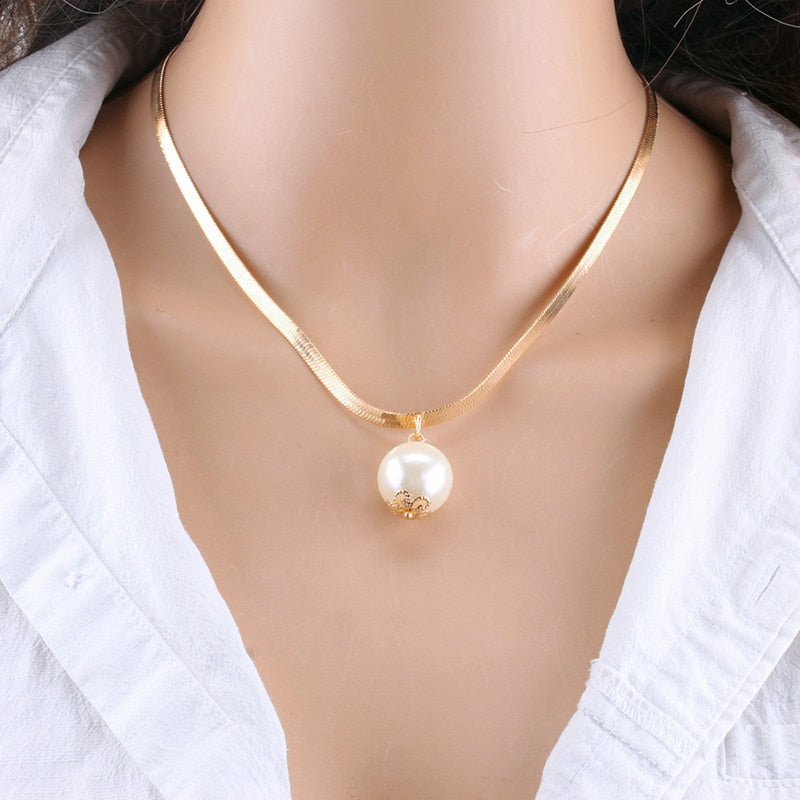 Fashion Chain Pearl Necklace For Women