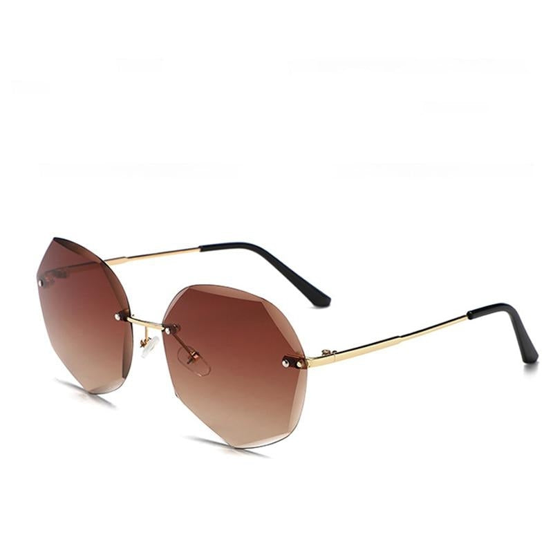 Oversized Rimless Diamond Square Sun Glasses For Female