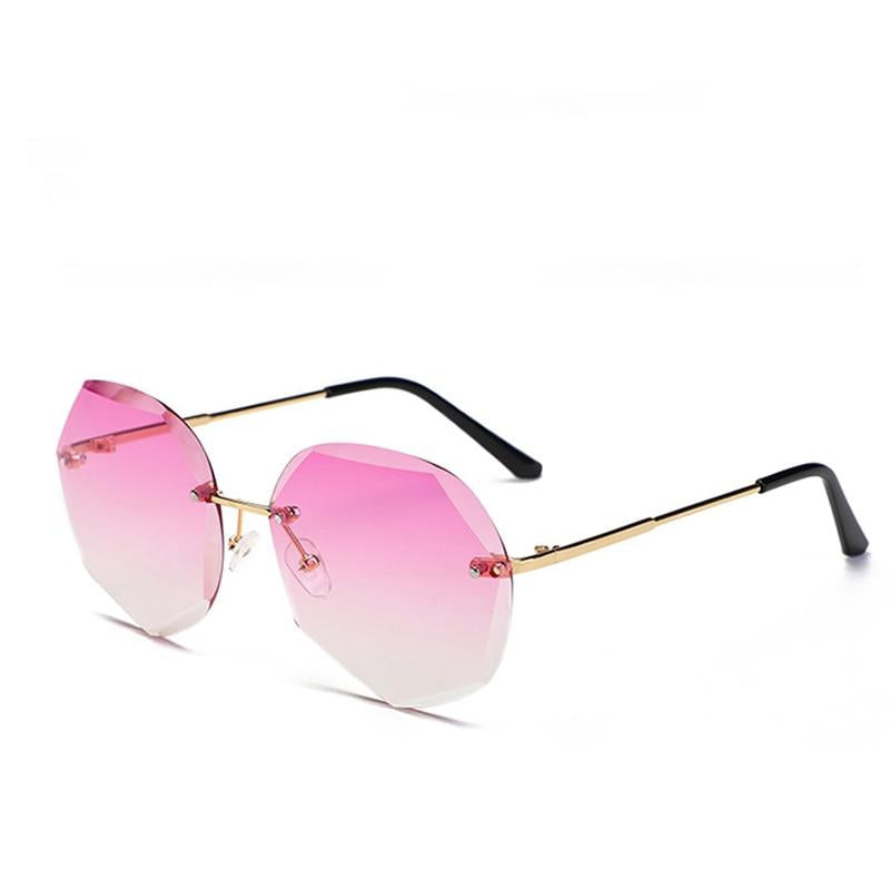 Oversized Rimless Diamond Square Sun Glasses For Female