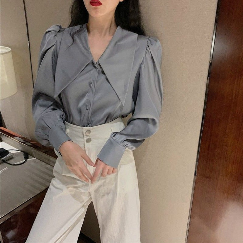 Shirts Womens Casual Loose Solid Minority Fashionable Retro Autumn Korean Style Elegant Feminino Blouses All-match Simple Soft