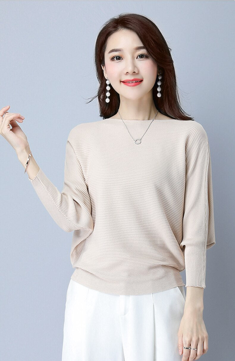 O-Neck Long Sleeve Ladies Knitted Pullover Jumper