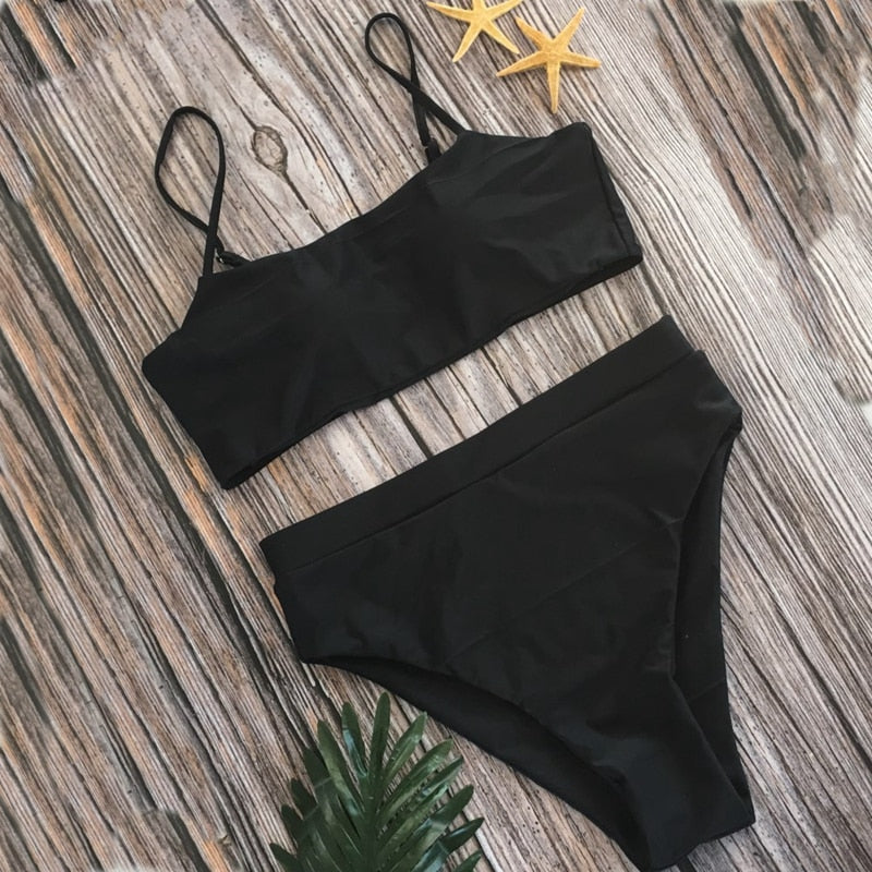 High Waist Swimwear Women's Bikini High Waisted Tummy Control Two Piece Swimsuit Sling Swimwear