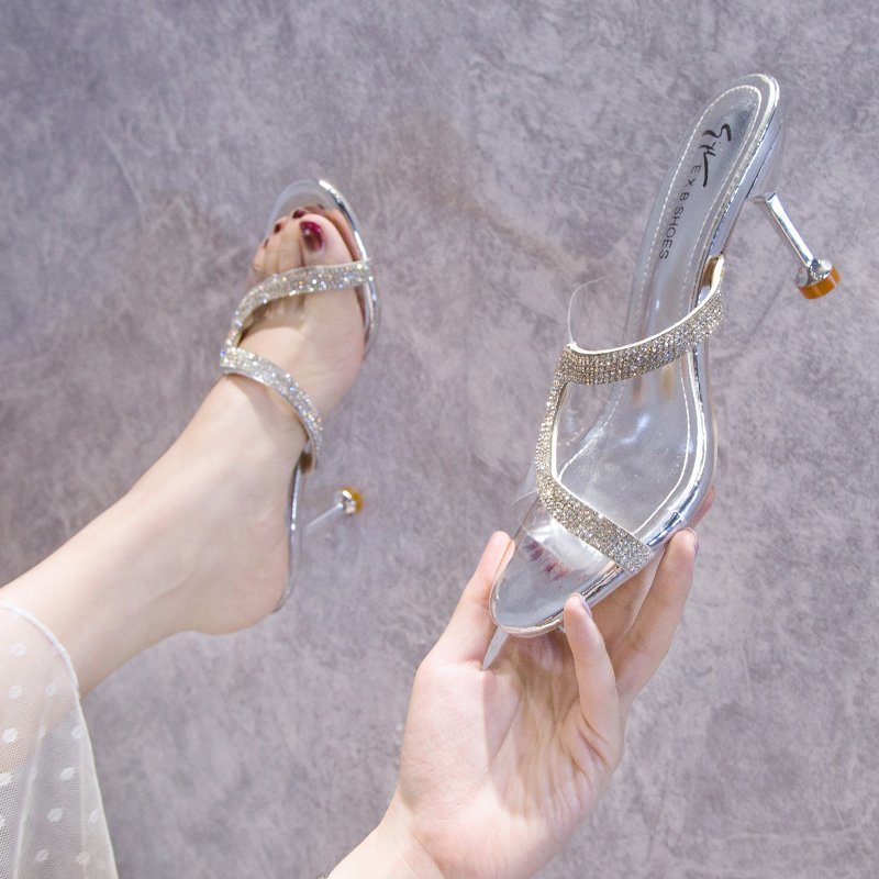 Clear Crystal Cup High Heel Transparent PVC Sandals