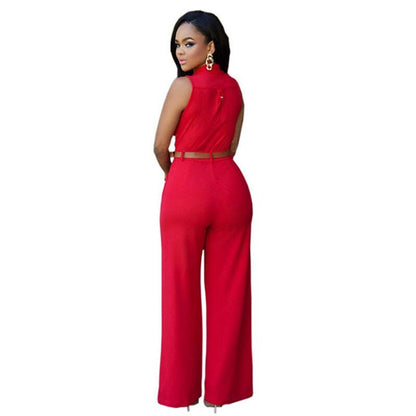 V-neck wide leg pants rompers women jumpsuit