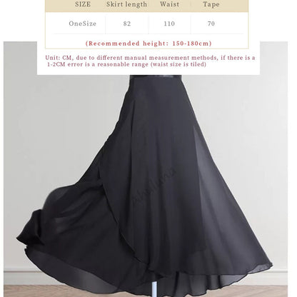 Adults Long Chiffon Ballet Skirts Women Lyrical Soft Ballet Dress Black Burgundy Navy Pink White Ballet Dance Costumes D060