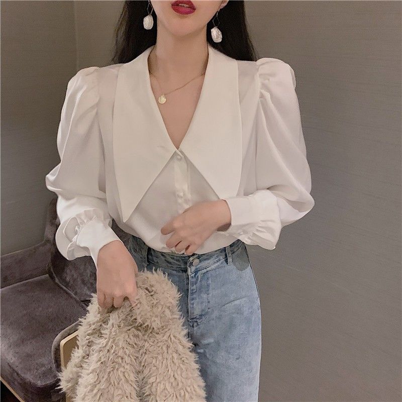 Shirts Womens Casual Loose Solid Minority Fashionable Retro Autumn Korean Style Elegant Feminino Blouses All-match Simple Soft