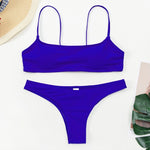 Push Up Bikini Set Swimsuits High Waist Swimwear Women Ribbed Biquini Bathing Suits Brazilian Bikinis 2021 Purple Bathers new