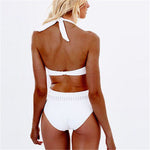 White Sexy One Piece Swimsuit  Backless Swimwear Push up Bandage High Waist Bodysuit