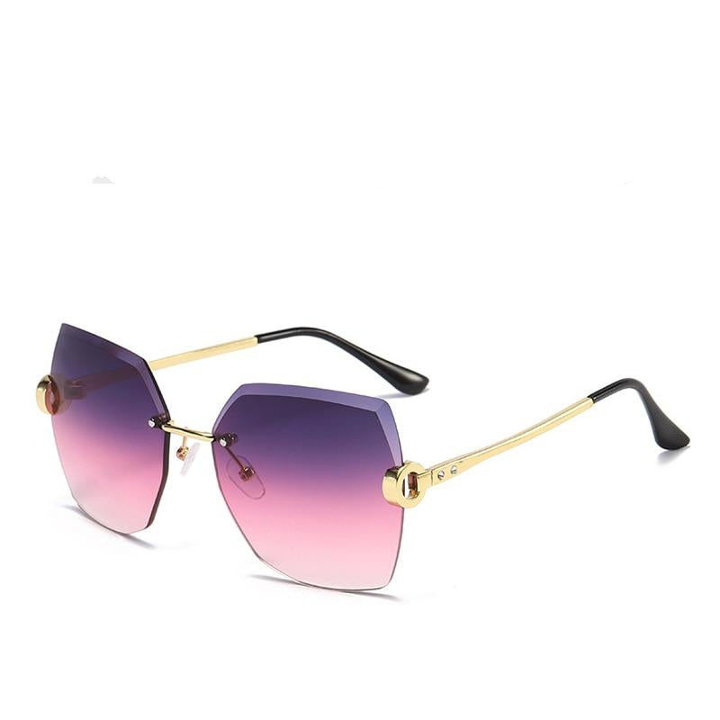 Oversized Rimless Diamond Square Sun Glasses For Female