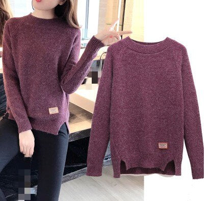 Korean version fashion joker pure color short paragraph sweater