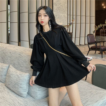 Dress Women School Abdomen Ulzzang Long Sleeve BF Style Harajuku Lovely Girls Newest Mini Daily Soft Popular Spring Pure O-Neck