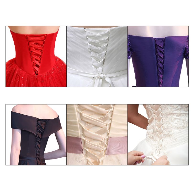 118Inch Wedding Dress Zipper Replacement Adjustable Corset Back Kit Lace-Up Satin Ribbon Ties for Bridal Banquet Evening Gown