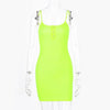 Dulzura ribbed knitted neon women mini dress sexy solid bodycon 2020 summer festival streetwear clothes party elegant clothing