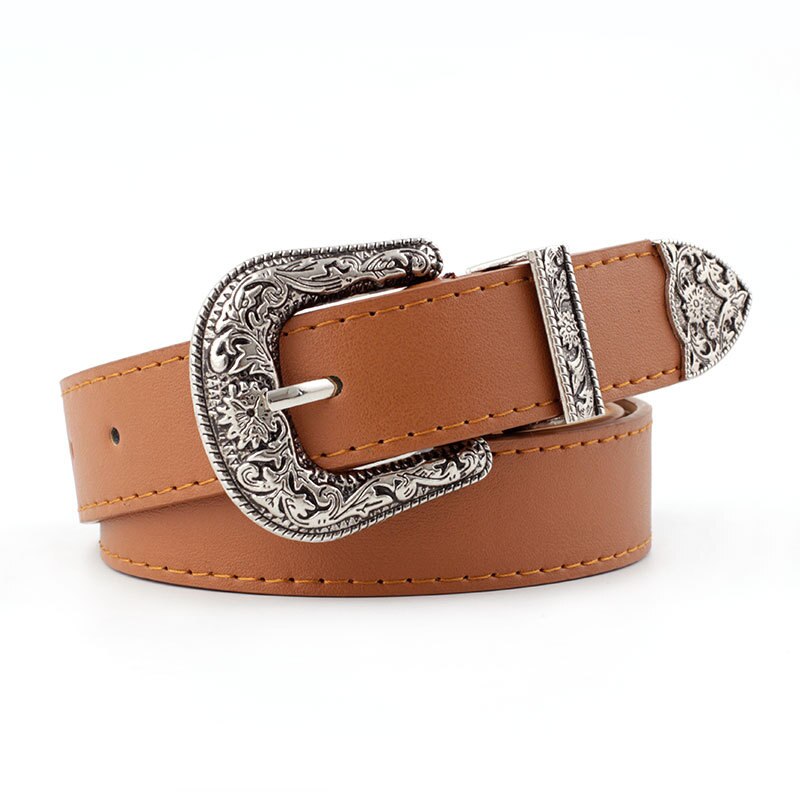 Black Leather Western Cowgirl Waist Belt