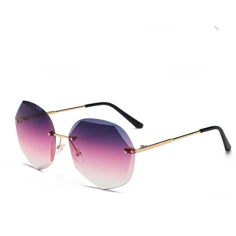 Oversized Rimless Diamond Square Sun Glasses For Female