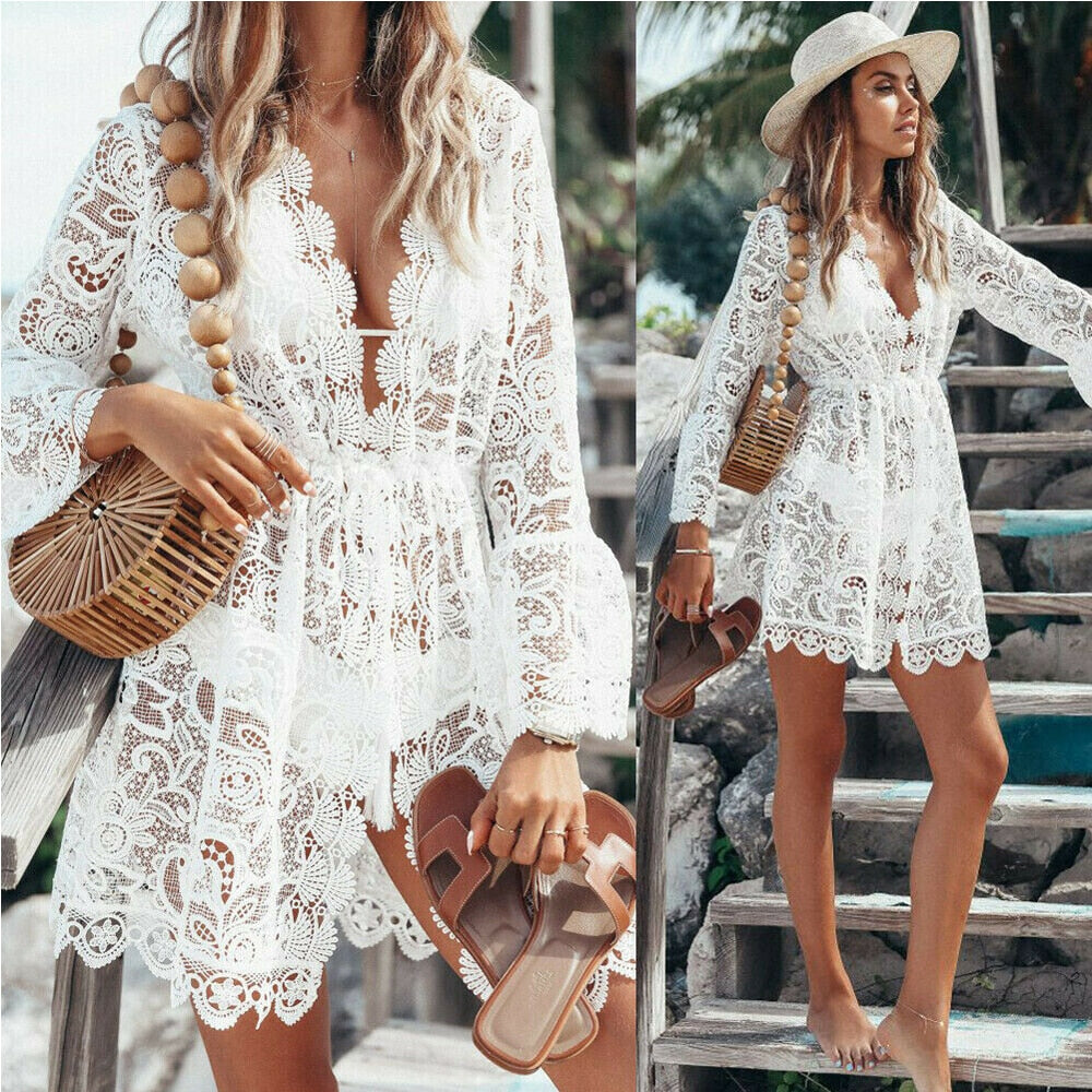 New Fashion Women Beachwear Swimwear Bikini Beach Wear Cover Up Tassel Ladies Summer Dress