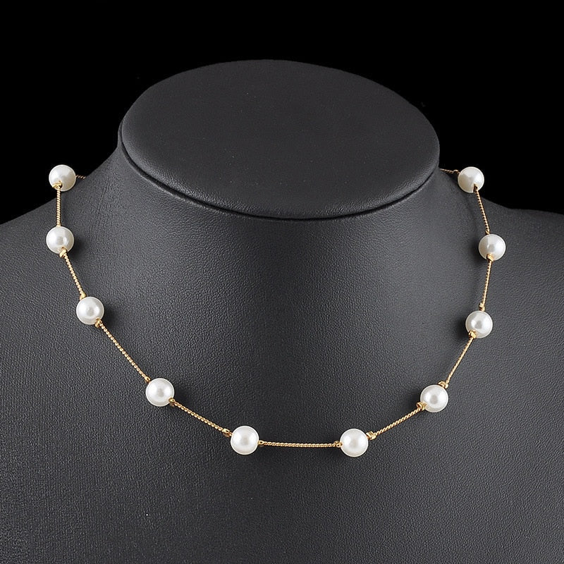 Korean Fashion Pearl Pendant Choker Necklace