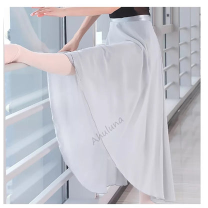 Adults Long Chiffon Ballet Skirts Women Lyrical Soft Ballet Dress Black Burgundy Navy Pink White Ballet Dance Costumes D060