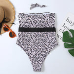 One-Piece Swimwear Leopard Print Sleeveless Strapless Bathing Suit Maternity Swimsuit for Summer S/M/L/XL