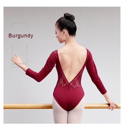 Lace Cotton Ballet Leotard Backless Women Ballet Dance Wear