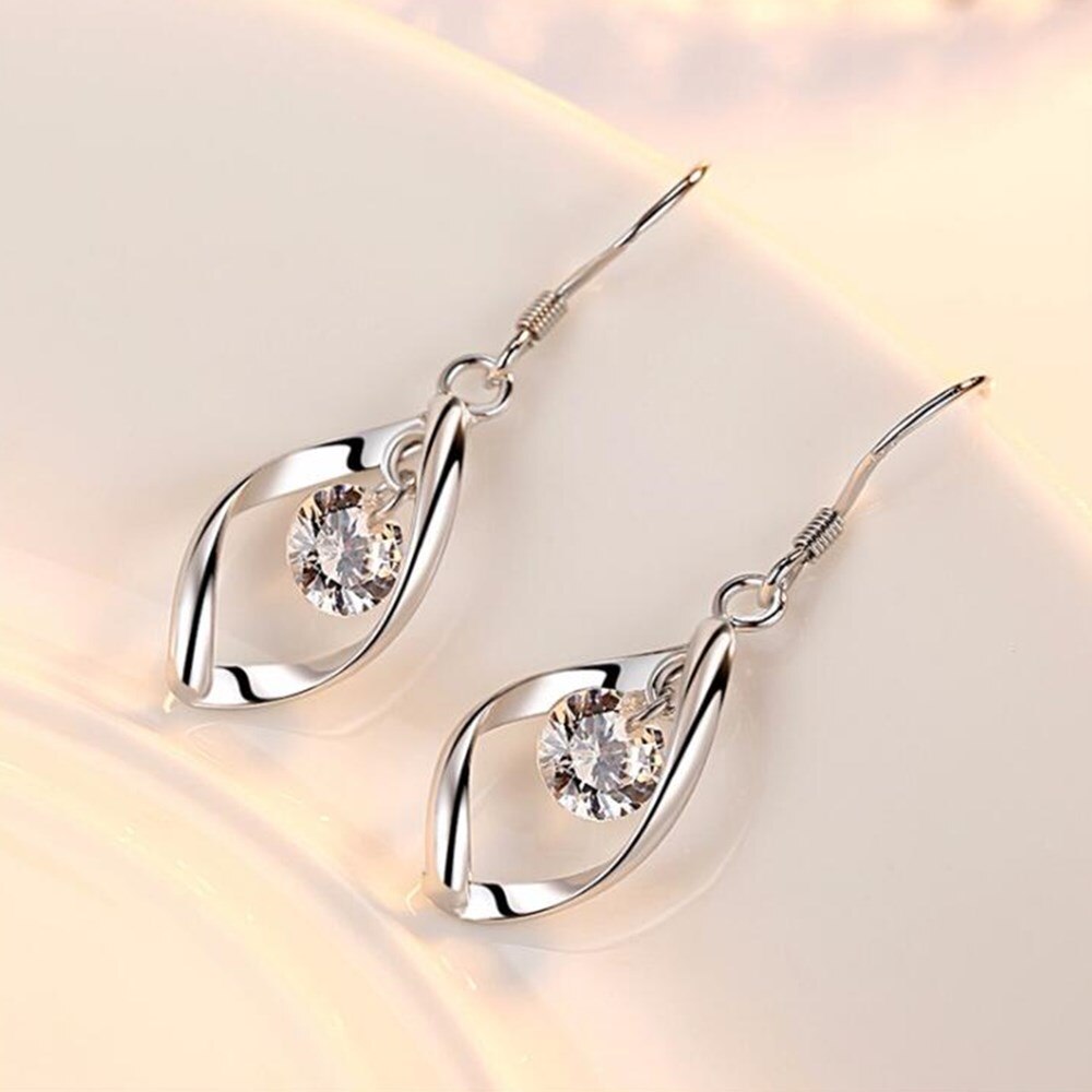 925 sterling silver Earrings Retro Long Tassel Cubic Zirconia Pop Hook Earrings