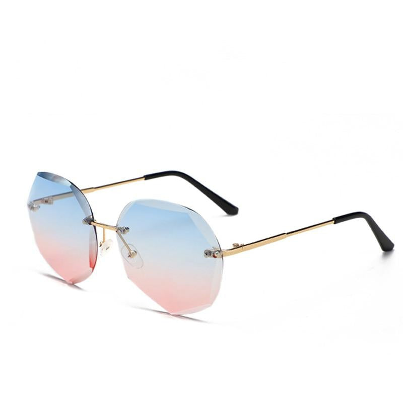 Oversized Rimless Diamond Square Sun Glasses For Female