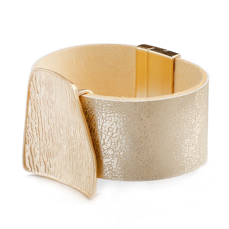 Gold Genuine Leather Bracelet for Women